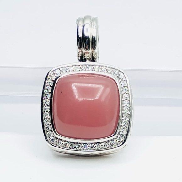 David Yurman Jewelry - David Yurman Albion 14mm Guava Quartz Diamonds Pendant Enhancer